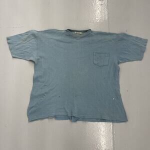 Vintage 60s Hidaco Blue Blank Boxy Pocket T-Shirt